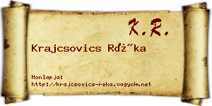 Krajcsovics Réka névjegykártya