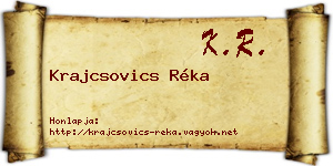 Krajcsovics Réka névjegykártya